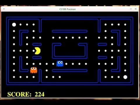 Screenshot of Pacman controlled by an artificial intelligence agent